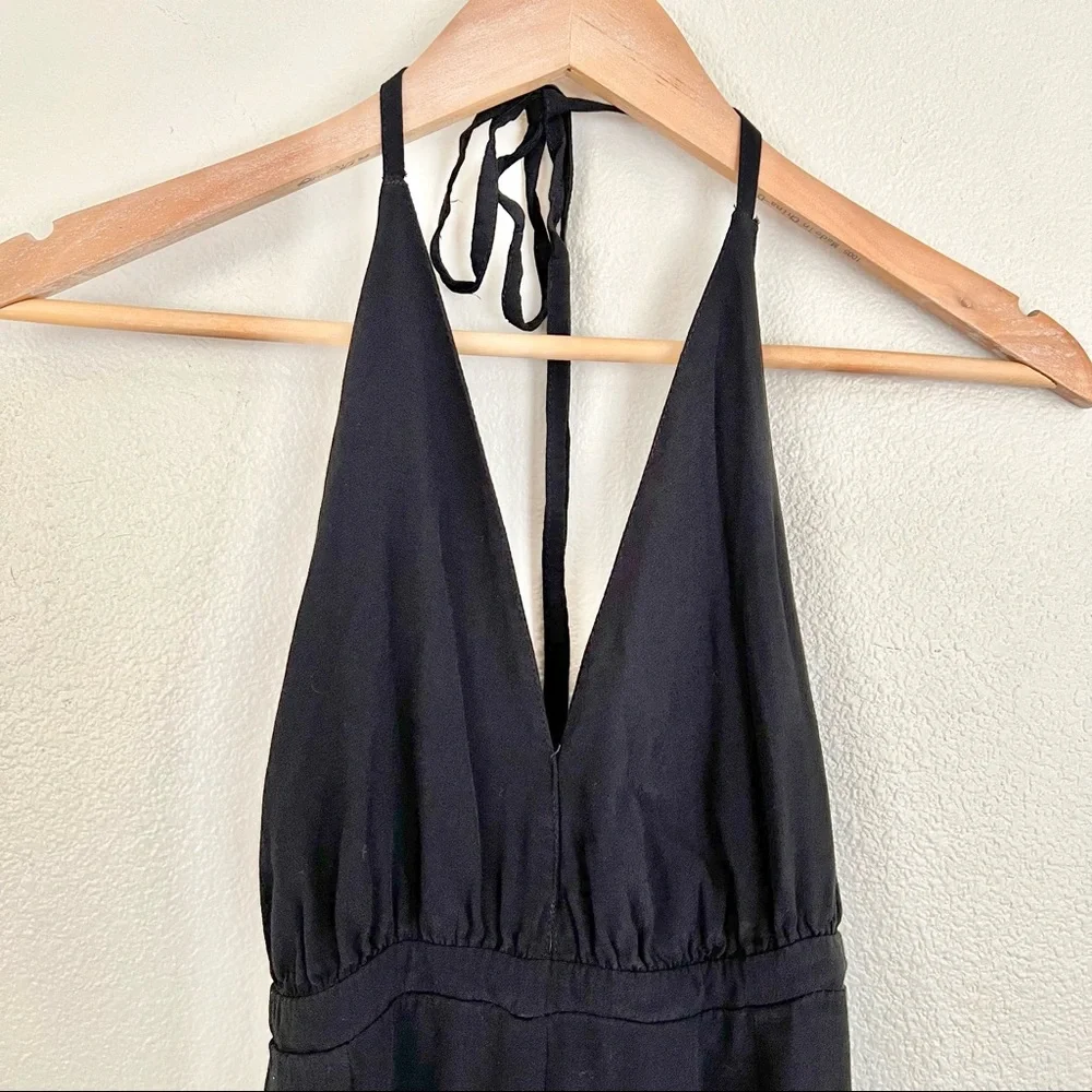 FAITHFULL THE BRAND Agenda Backless Halter Jumpsuit in Black